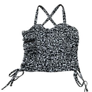 Crave FAME Floral Black and White Crop Top